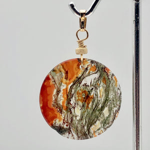 Limbcast Round 14K Gold Filled Pendant | 1.5" Long | Green Clear Orange |
