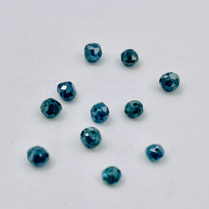 Blue Diamond Faceted Roundel Beads | 2.5-2mm | 11 Beads | ~1.0 carat |10597B