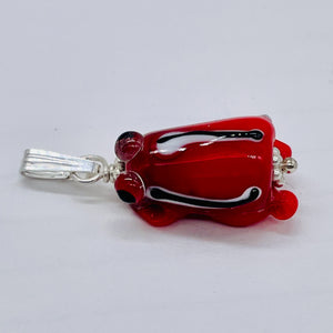 Lampwork Glass Frog Sterling Silver Frog | 1" Long | Red | 1 Pendant |