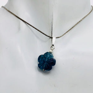 Custom Focal Fluorite Flower Sterling Silver Pendant | Blue Purple | 1" Long |