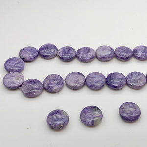Three Beads of Rare Purple Charoite 16x6mm Coin Beads 10254 - PremiumBead Alternate Image 3