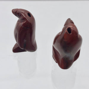 March of The Penguins 2 Carved Brecciated Jasper Beads | 21.5x12.5x11mm | Red - PremiumBead Alternate Image 2