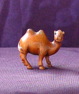 Spittin' Carved & Signed Boxwood Camel Ojime/Netsuke Bead | 31x21x15mm | Brown - PremiumBead Primary Image 1
