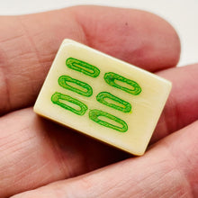 Load image into Gallery viewer, Mahjong Bamboo Rectangle Tile Pendant Bead | 25x17x9mm | Green White | 1 Bead |
