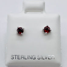 Load image into Gallery viewer, January! 3mm Created Garnet &amp; Silver Earrings 10146A
