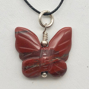 Flutter Carved Brecciated Jasper Butterfly and Sterling Silver Pendant 509256BJS - PremiumBead Alternate Image 7