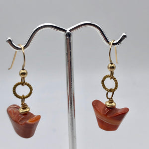14Kgf Chinese Money Symbol Red Sardonyx Earrings 503176 - PremiumBead Alternate Image 2