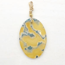 Load image into Gallery viewer, Moss Agate Oval 14K Gold Filled Pendant | 2&quot; Long | Yellow Green | 1 Pendant|
