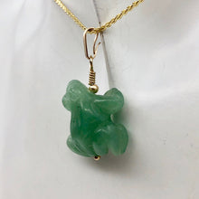 Load image into Gallery viewer, Aventurine Frog Pendant Necklace | Semi Precious Stone Jewelry | 14k Pendant - PremiumBead Alternate Image 8
