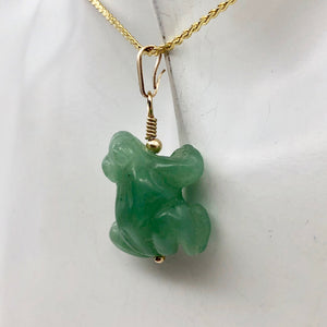 Aventurine Frog Pendant Necklace | Semi Precious Stone Jewelry | 14k Pendant - PremiumBead Alternate Image 8