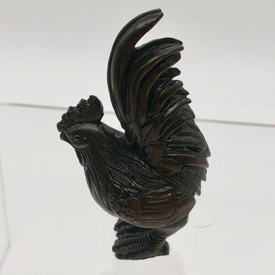 Carved Rooster Dark Teak Ojime/Netsuke Bead - PremiumBead Primary Image 1