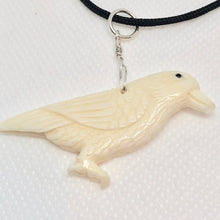 Load image into Gallery viewer, White Raven Carved Bone W / Sterling Silver Pendant 510804S - PremiumBead Alternate Image 4
