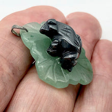 Load image into Gallery viewer, Ribbit Hematite Frog On Aventurine Lily pad Pendant | 28x28.5x11mm |
