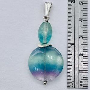 Fluorite Sterling Silver Goddess Dangle Pendant | 2" Long | Blue/Purple | 1 |