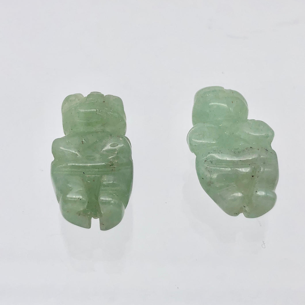 2 Carved Aventurine Goddess of Willendorf Beads | 20x9x7mm | Green - PremiumBead Primary Image 1