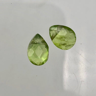 Peridot Faceted Briolette Beads Matched Pair | 2.4 cts each | Green | 9x6x5mm | - PremiumBead Primary Image 1