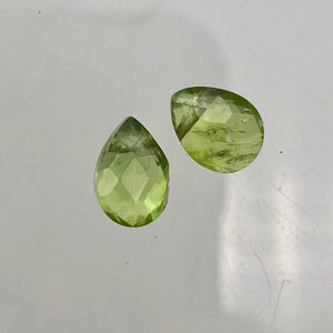 Peridot Faceted Briolette Beads Matched Pair | 2.4 cts each | Green | 9x6x5mm | - PremiumBead Primary Image 1