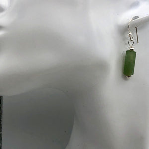 Lovely Frosted Nephrite Jade and Sterling Silver Dangle Earrings | Handmade |