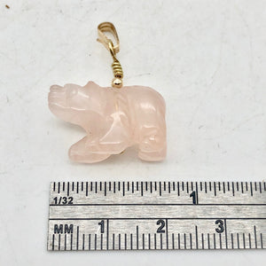 Roar! Hand Carved Natural Rose Quartz Bear 14Kgf Pendant | 13x18x7mm (Bear), 5.5mm (Bail Opening), 1.5" (Long) | Pink - PremiumBead Alternate Image 5