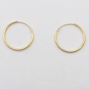 14k Solid Gold Endless Hoop Earrings | 14mm | Gold | 1 Pair Earrings |