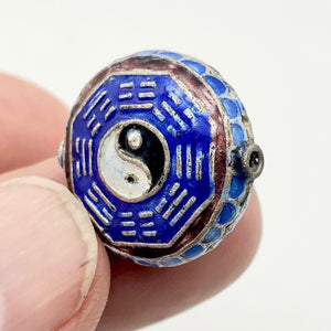 Beautiful Cloisonn‚Äö√†√∂¬¨¬© Yin Yang and I Ching Sterling Silver bead - PremiumBead Alternate Image 3