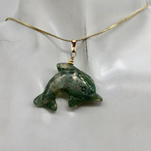 Load image into Gallery viewer, Moss Agate Dolphin 14K Gold Filled Pendant | 1 1/2&quot; Long | Green | 1 Pendant |
