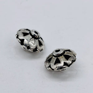 Large Stunning Solid Sterling Silver Bali Saucer Beads | 11x7.5mm | 2 Beads |