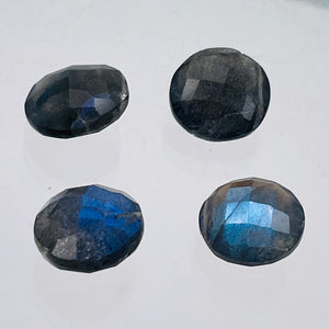 1 Fiery Labradorite 13x7mm to 14x7mm Faceted Coin Briolette Bead 9637A