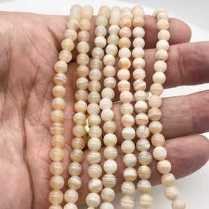White and Orange Sardonyx Bead Strand | 6mm | White/Orange | Round | 68 Beads| - PremiumBead Alternate Image 6