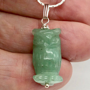 Aventurine Owl Pendant Necklace | Semi Precious Stone Jewelry | Silver Pendant - PremiumBead Alternate Image 3