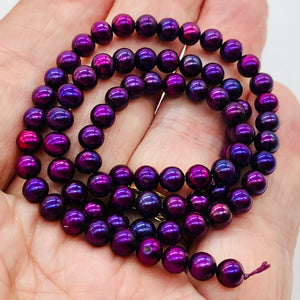 Fresh Water Pearl Strand Round | 5 mm | Magenta Purple | 75 Beads |