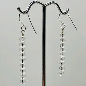 Quartz AAA Crystal Sterling Silver Dangle Earrings| 1 3/4" Long | Clear | 1 Pair