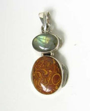 Load image into Gallery viewer, Exotic Labradorite, Fossil &amp; Sterling Silver Pendant 7358 - PremiumBead Alternate Image 2
