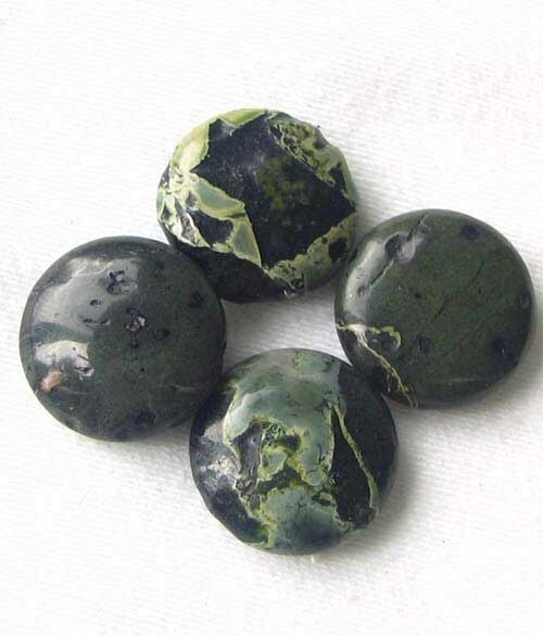 4 Green Sediment Stone 18mm Coin Beads 8722 - PremiumBead Primary Image 1
