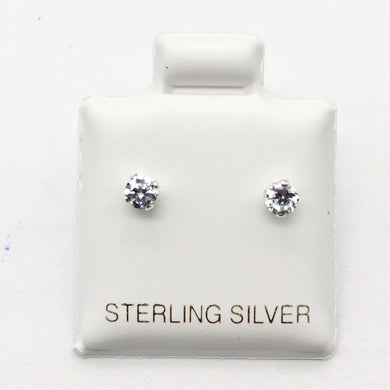 April Birthstone 3mm Clear Cubic Zircon & 925 Sterling Silver Stud Earrings - PremiumBead Primary Image 1