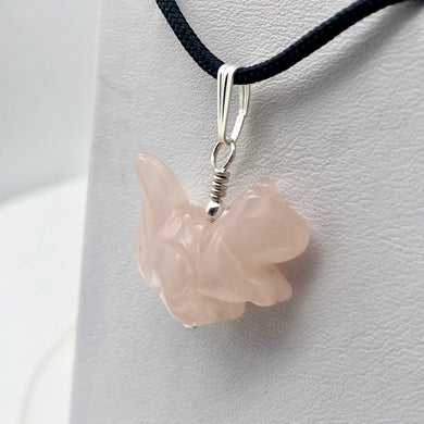 Charm! Rose Quartz Squirrel Solid Sterling Silver Pendant 509279RQ - PremiumBead Primary Image 1