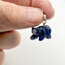 Load image into Gallery viewer, Roar! Hand Carved Natural Sodalite Bear 14Kgf Pendant - PremiumBead Alternate Image 2
