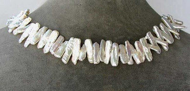 Creamy White Center-Drilled FW Stick Pearl Strand106849 - PremiumBead Alternate Image 2