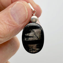 Load image into Gallery viewer, Hypersthene Sterling Silver Pendant |1 3/4 inch long | Silver-black | Oval |
