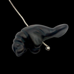 Hand Carved Hematite Manatee Figurine | 27x11x12mm | Gray/Black