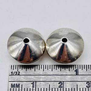 2 Handmade 14mm Solid Sterling Silver Knife Roundel Beads - 3.9G 3301