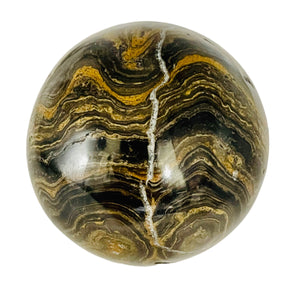 Stromatolite Scry Crystal Round Meditation Sphere | 50mm | Bronze/Black | 1 |