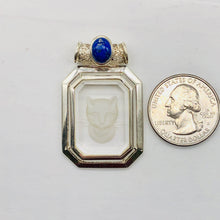 Load image into Gallery viewer, Lapis and Cat Etched Quartz Sterling Silver Pendant | 1 3/4&quot; Long | Blue/Clear |
