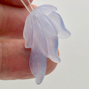 14.9cts Exquisitely Hand Carved Blue Chalcedony Flower Pendant Bead - PremiumBead Alternate Image 2
