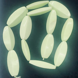 Chrysophrase 16" Bead Strand Ridged Marquise | 30x15mm | Lemon Green| 13 Beads |
