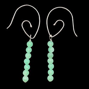 Unique Gem Quality Chrysoprase & Sterling Silver Earrings | 2 inch long |
