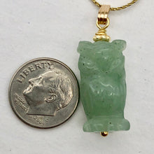 Load image into Gallery viewer, Aventurine Owl Pendant Necklace | Semi Precious Stone Jewelry | 14k gf Pendant - PremiumBead Alternate Image 5
