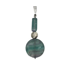 Load image into Gallery viewer, Fluorite Sterling Silver Striped Dangle Pendant | 2&quot; Long | Blue/Purple | 1 |
