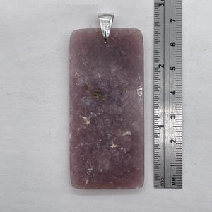 Natural Purple Lepidolite Large Rectangular Sterling Silver Pendant | 2 3/4" |