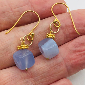 Blue Chalcedony Cubes and 22K Vermeil Earrings 309231B